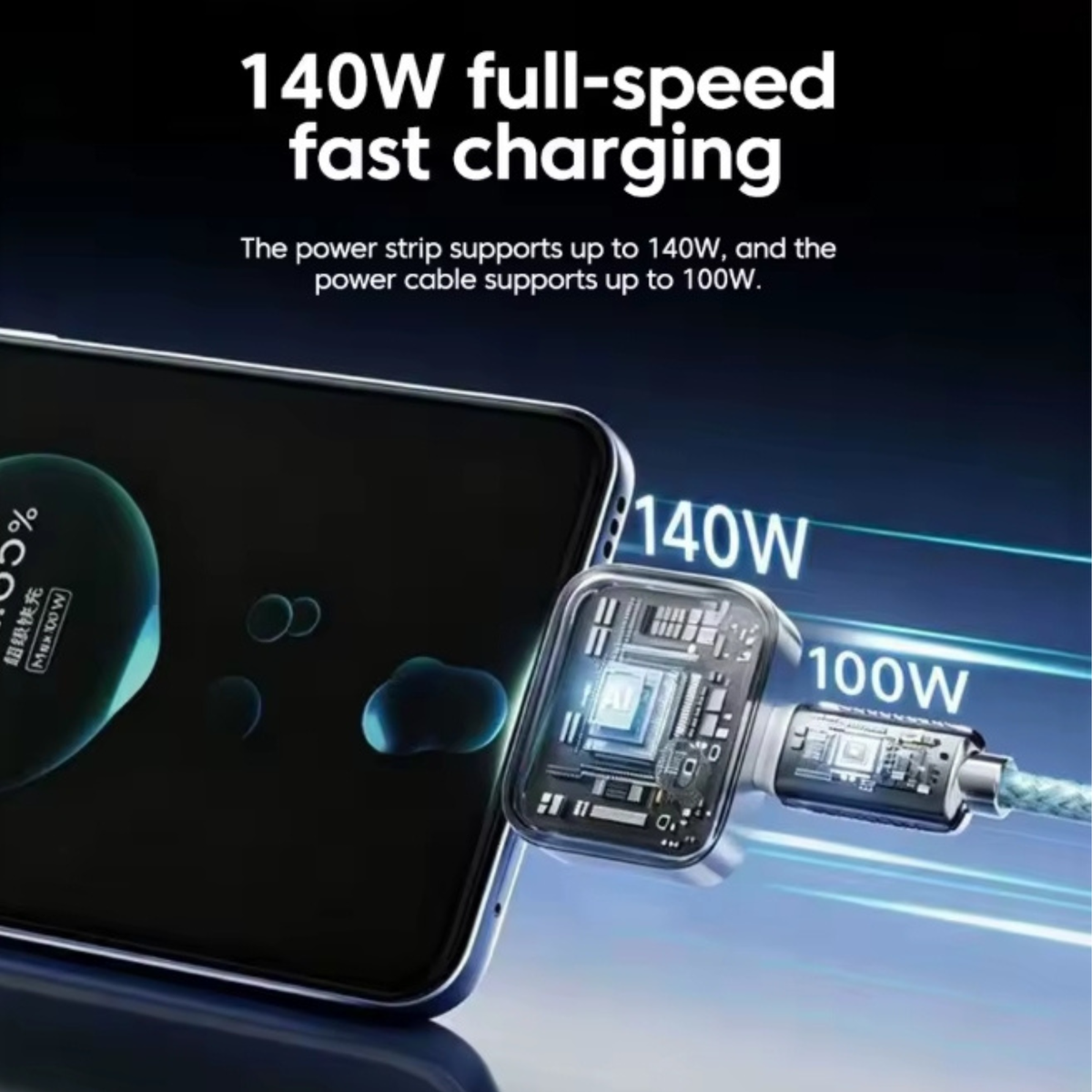 Cargador Rápido Y AutoCorte Energía 140W